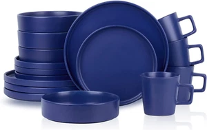 Juego de vajilla, platos y cuencos de gres moderno Cleo de 16 piezas, juego de platos Se - Imagen 1 de 12