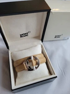 Montblanc leather bracelet- womens- silver logo clasp- new - Picture 1 of 4