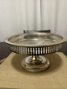 Vintage Silver Plate Pedestal Pastry Server Snack Tray 9” Etched MCM - Picture 1 of 18