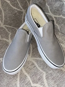 Vans Classic Slip On Gray Canvas Skate Shoes Sneakers Women’s 6 / Mens 4.5 - New - Picture 1 of 8
