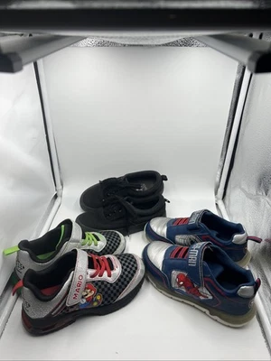 Lote Zapatos Niño Talla 13 Spiderman Mario Niños Zapatos Negro, Rojo, Verde Tenis Foto 1 de 4