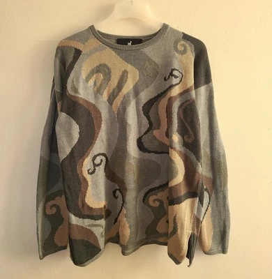 Peruvian Connection Sweater Sz XL Cotton Folk Floral  Art-to-Wear Multicolor  - Image 1 of 4