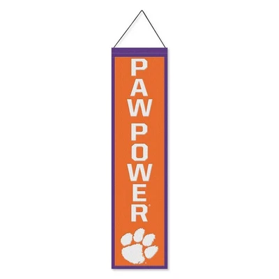 Banner colgante bordado de lana vertical Clemson Tigers Paw Power 8x32 pulgadas Foto 1 de 4