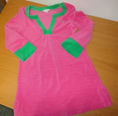 Женские маленький розовый и зеленый Lilly Pulitzer ладони V шеи 3/4 рукав махровое платье - Изображение 1 из 4