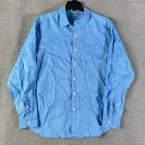 Tommy Bahama 100% Leinen Hemd Herren Large Blau Langarm Knopfleiste Beach Resort - Bild 1 von 6