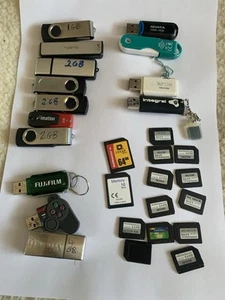 Job Lot 28 Used USB Memory Sticks and sd memory cards up to 32gb - Afbeelding 1 van 6