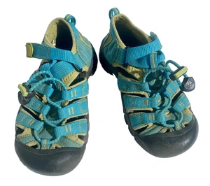 KEEN Newport Aqua Blue and Lime Green Unisex Waterproof Sandals Kids SIZE 12 GUC - Picture 1 of 9