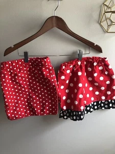 Disney Minnie Mouse Polka Dot Shorts Lot Red White Black Skort Ruffle 5 Twin - Picture 1 of 9