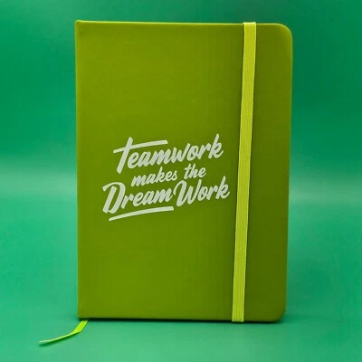 Teamwork Makes The Dream Work Lined Blank Notebook Journal Lime Green Matte NEW - Image 1 of 4