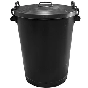 110L litre dustbin large heavy duty black plastic rubbish waste bin garden lid - Picture 1 of 7