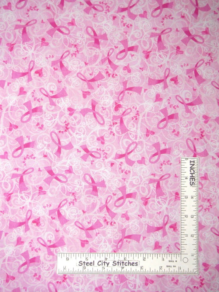 Pink Ribbon Cancer Awareness Fabric Timeless Treasures C6895 Cotton By The Yard - Image 1 of 1