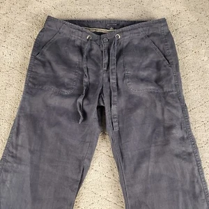 Tommy Hilfiger 100% Linen Pants Womens 6 Navy Blue Mid Rise Relaxed Lagenlook - Picture 1 of 6
