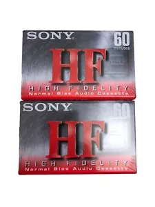 Sony HF High Fidelity Blank Audio Cassette Tapes 60 Min Normal Bias Pair New - Picture 1 of 3