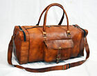 24"Men's Fadded genuine Leather luggage gym weekend duffle bag large vintage