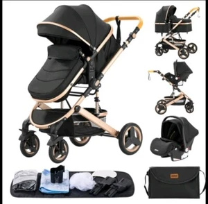 baby stroller baby pram baby pushchair baby buggy with car seat 3 in 1 - Picture 1 of 18