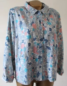 Patrasso Vintage Bianco Multi 100% Seta Parte Morbida Foderata Camicia Giacca Tasche XL 46" - Foto 1 di 5