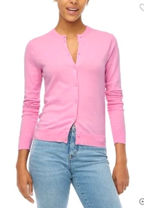 J. Crew Women's Pink Classic 100% Cotton Button-Front Cardigan Knit Sweater XL - Picture 1 of 7