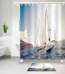 Sailboat Sailing Waterproof Bath Polyester Shower Curtain Liner Water Resistant - Bild 1 von 8