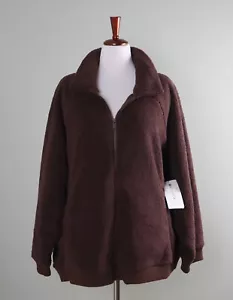 ATHLETA NWT $129 Brown Tugga II Super Soft Casual Teddy Jacket Top Size 3X - Picture 1 of 6
