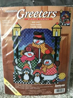 Sugarplum Express Janlynn Greeters Plastic Canvas Snow Family SGP-1427 New - Image 1 of 4