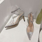 Design Diamond Chain Anke Strap Women High Heels PVC Stiletto Party Prom Shoes