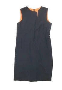CARLA ZAMPATTI black wool crepe midi shift dress 14 pockets asymetric neckline - Picture 1 of 8