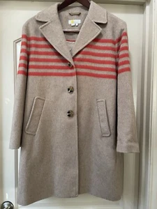 Biden Tan With Orange Stripes Pea Coat - Size 10R US - Picture 1 of 2