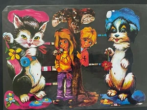 #Feuilles Chromos# Ef 7059 Enfants,Chat & Chien,50er Ans Originalbogen Rare # O - Bild 1 von 1