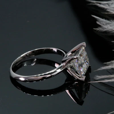 3Ct Princess Cut Moissanite Solitaire Engagement Ring 10k Solid White Gold  - Image 1 of 4