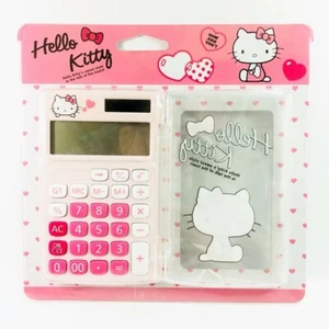 Cute Hello Kitty Calculator KT-100 Pink School Office 12 Digits Cover Travel New - Picture 1 of 5