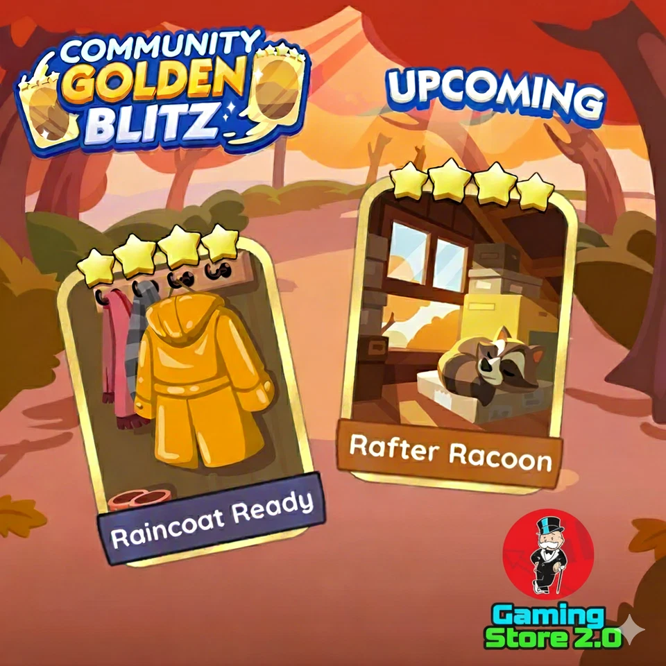 GOLDEN BLITZ | MONOPOLY Go⚡INSTANT SHIPPING⚡raincoat ready | rafter racoon 🌟 - Image 1 of 1
