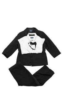 Andy & Evan Boys Black Two Button Long Sleeve Blazer 4 Piece Suit Set Size 8 - Picture 1 of 3