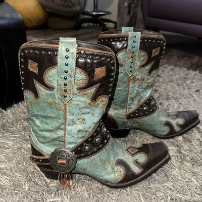 Double D Ranch by Old Gringo 女式靴子 - Ranchitos Ridge - 绿松石 10 B — 第 1/4 张图片