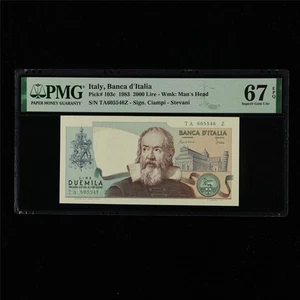 1983 Italy Banca d Italia 2000 Lire Pick#103c PMG 67 EPQ Superb Gem UNC - Picture 1 of 4