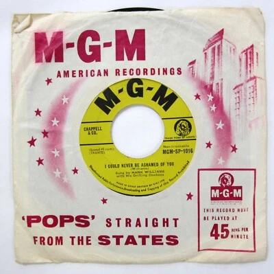 HANK WILLIAMS 45 I'll Never Get Out Of This MGM Near-MINT England press  c5448 - Image 1 of 3