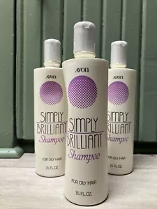 3 Vintage Avon Vintage Simply Brilliant Shampoo For Oily Hair 15 Fl. Oz. 1989 - Picture 1 of 4