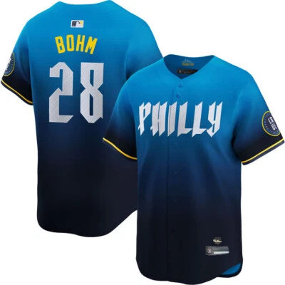 PHILADELPHIA PHILLIES Men's Alec Bohm Blue City Connect Stitched Jersey #28 ！！