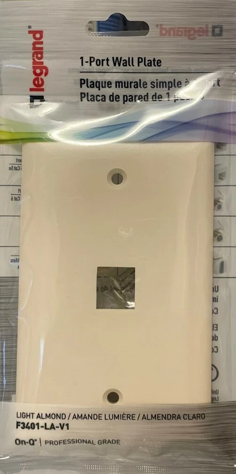 each On-Q 1-Port Legrand Wall Plates Light Almond Cat5e F3401-LA-V1