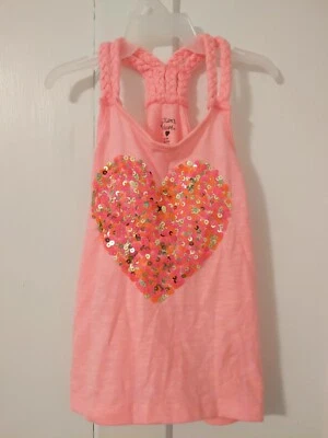Jillian's Closet Tank Top Sequin Pink Heart, Girls XS (4) - Image 1 of 3