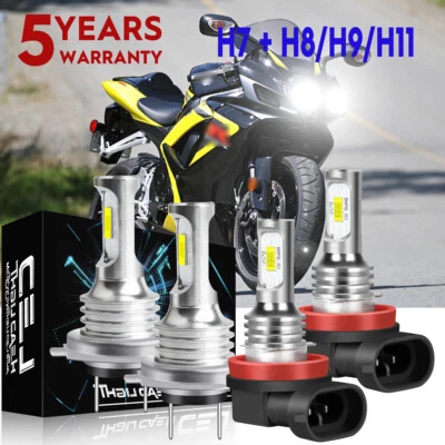 H7 H9 6000K 3570 LED Headlight Bulbs Kit Lights for Suzuki GSXR 1000 2007-2008 - Image 1 of 4