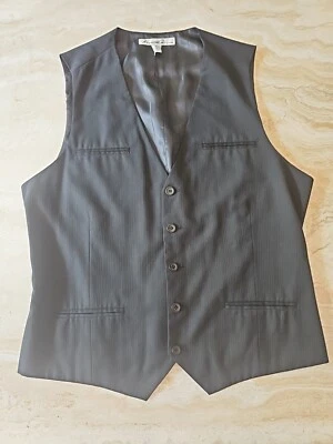 Chaleco para hombre Kenneth Cole New York negro a rayas 4 bolsillos 5 botones talla M Foto 1 de 4