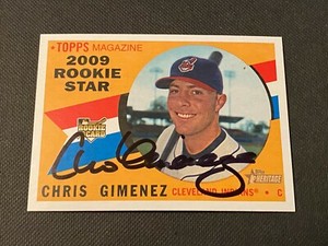 Chris Gimenez Signed 2009 Topps Heritage Card Auto Indians Autograph COA