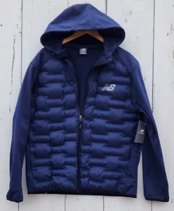 New Balance Men's Navy Hooded Long Sleeve Quilted Puffer Jacket Coat Sz L - Picture 1 of 6