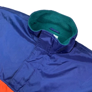 VTG Izod Sport Men's Nylon Fleece Lined Anorak Rain Jacket Blue/Orange • Large - Picture 1 of 8