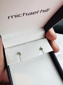 MICHAEL HILL Trio Emerald Earrings in 10kt Yellow Gold RRP$189 - Picture 1 of 5