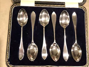 Antike Sheffield Sterlingsilber Demitasse Löffel 1922 Edwardian Bradbury Etui - Bild 1 von 11
