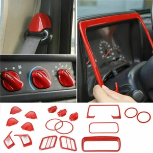 18x Red Full Set Interior Decorative Trim Cover for Jeep Wrangler TJ Accessories - Picture 1 of 7