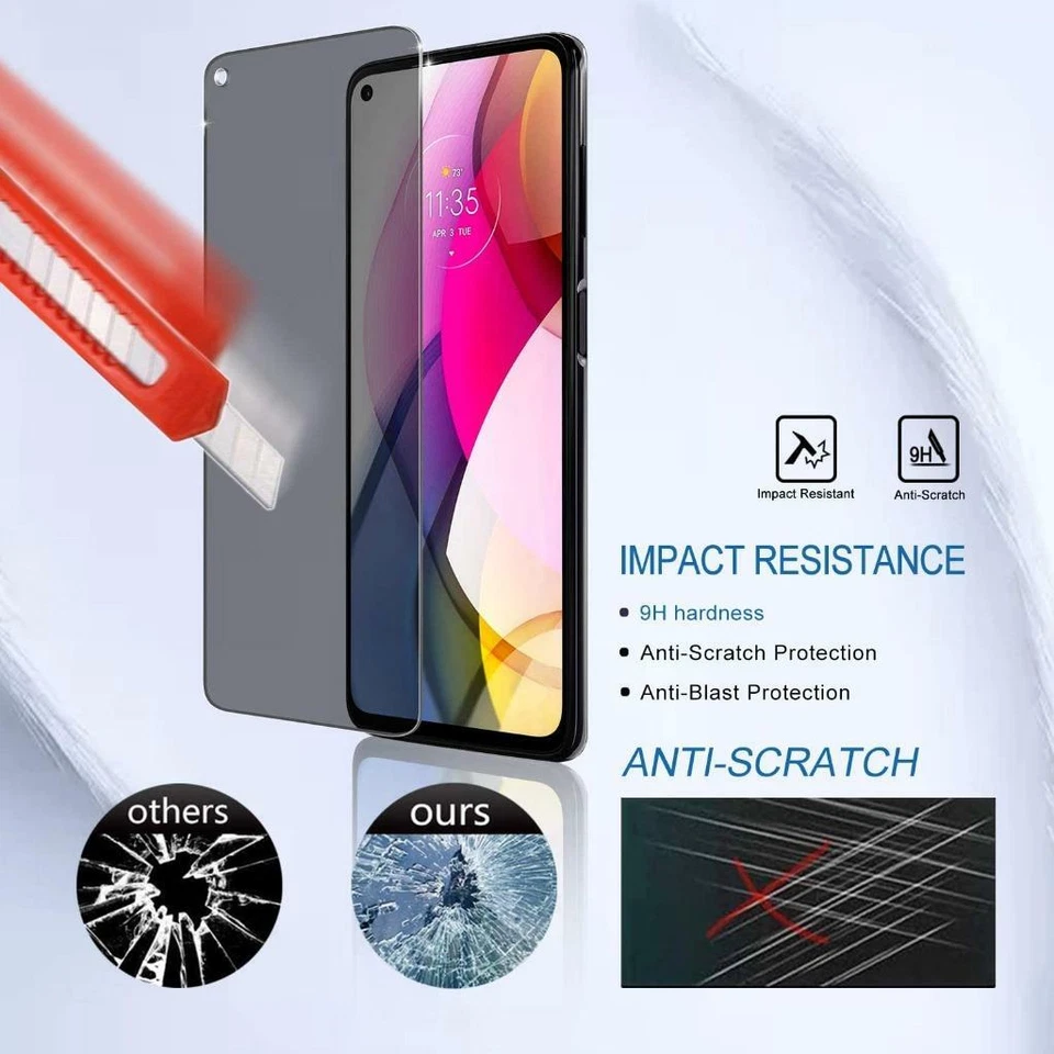para Motorola Moto G Stylus 5G 2021 Protector de pantalla de privacidad de vidrio de cobertura completa Foto 1 de 4