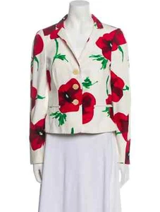 Moschino Blazer Jacket Women Medium Neutrals Floral Single Breasted Button Front - Picture 1 of 3