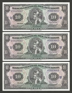 Ecuador 10 Sucres 2.1.1974; UNC; P-101Ab; Lot von 5 aufeinanderfolgenden Seriennummern - Bild 1 von 4